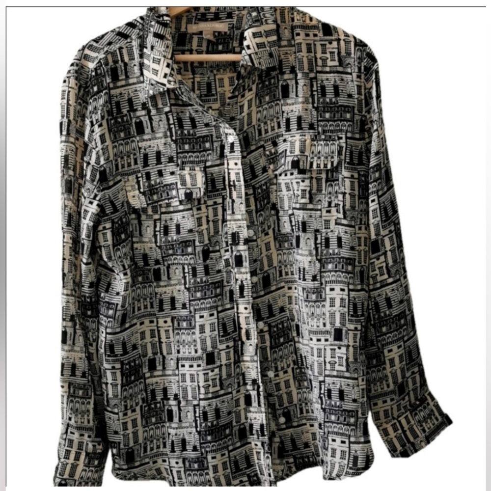 Banana Republic City Print Blouse Sz Medium